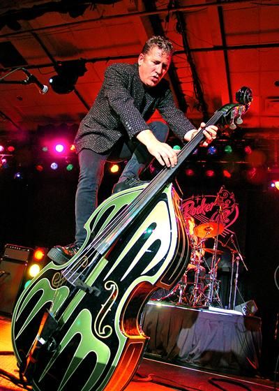 Lee Rocker in the audience with his bass guitar