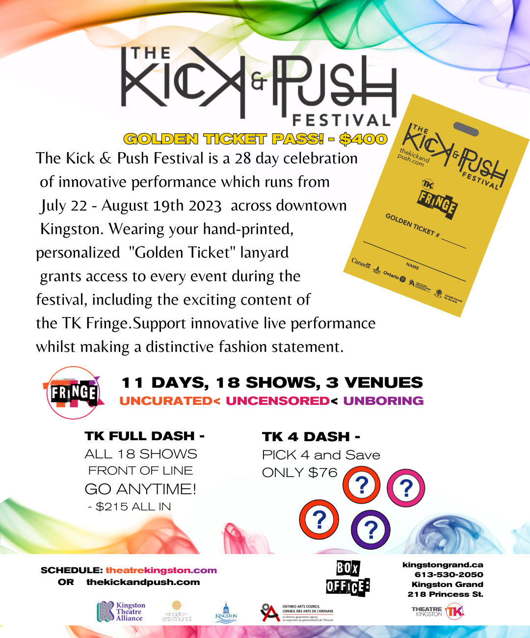 all the details about the fringe pass and golden ticket