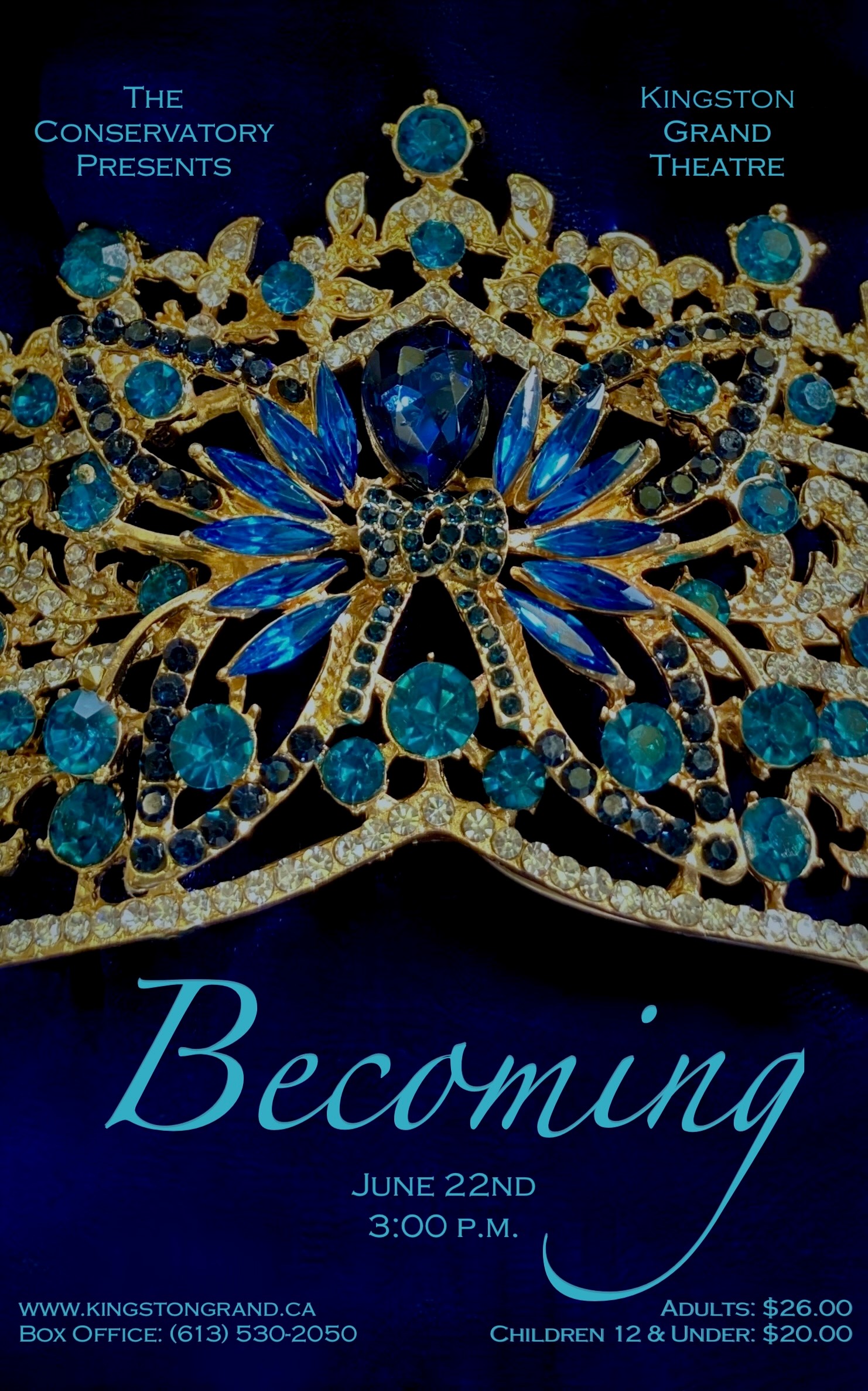 deep blue background with a jeweled crown