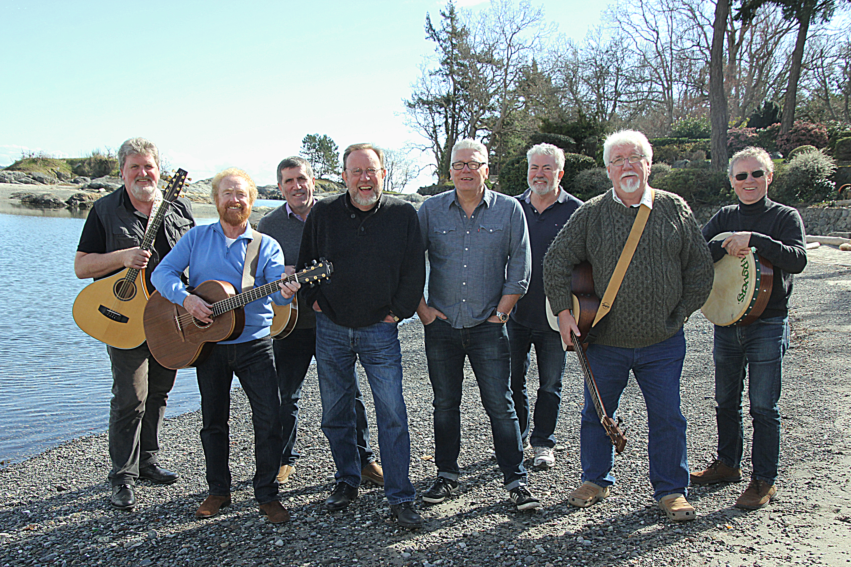 Smiling Irish Rovers on the beach