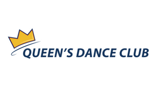 Logo for Queen's Dance - a yellow crown over the swosh mark