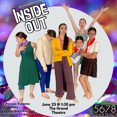 dancers dressed as the characters from Inside Out (emotions)