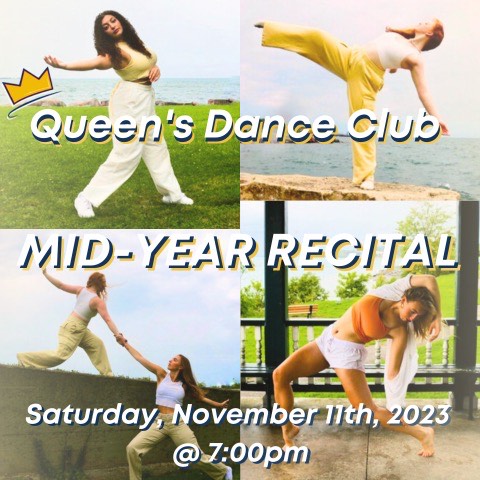 four square panels with dancers in each - all dressed in white and yellow