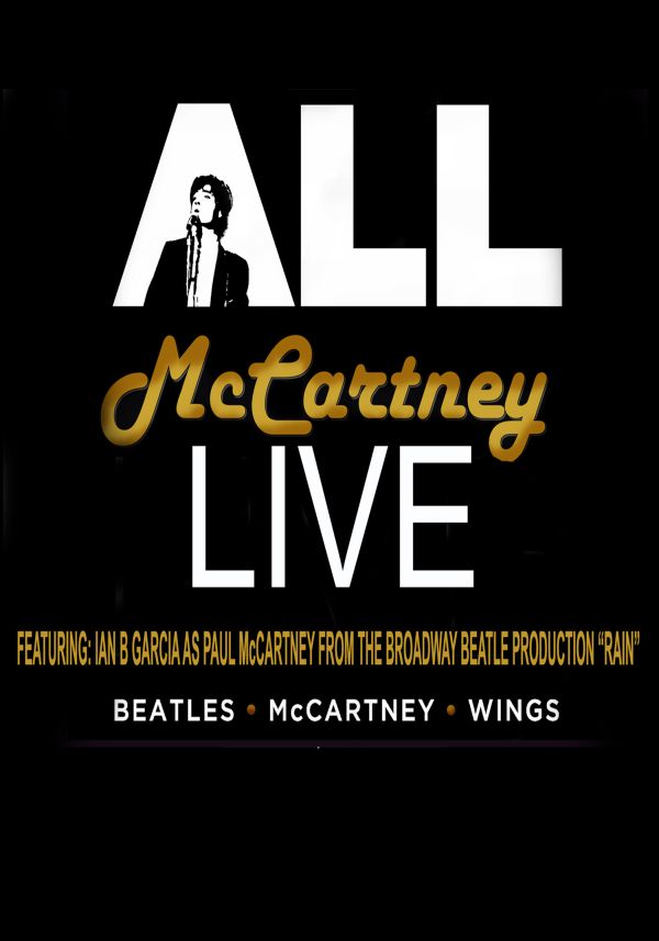 black background with All McCartney Live in white and gold text in front