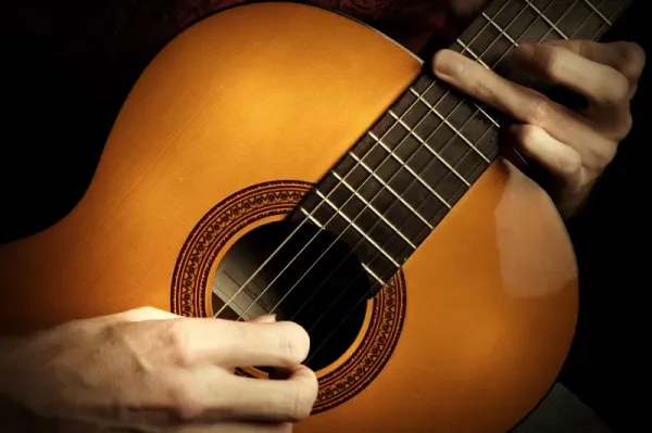 closeup of a guitar