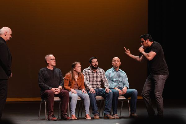 Volunteers from the audience participating in Hyprov