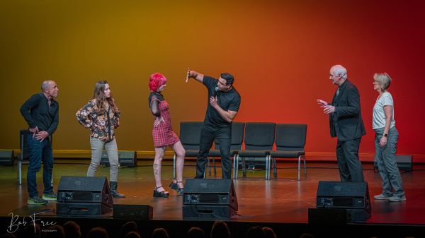 Volunteers from the audience participating in Hyprov