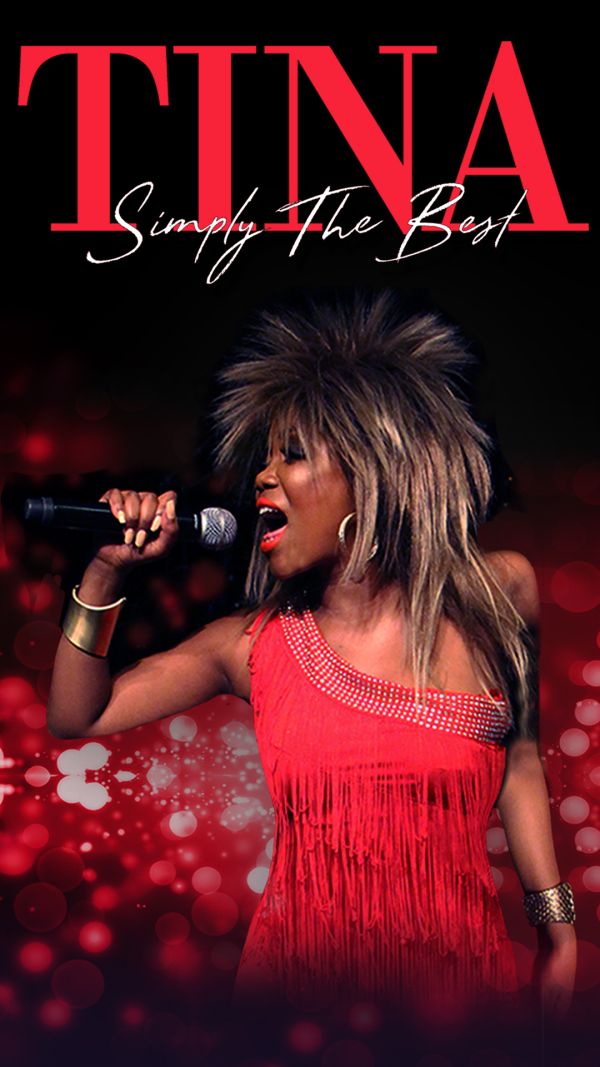 Caroline Borole as Tina Turner in a red dress